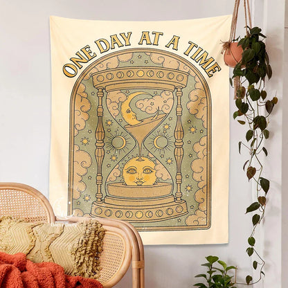 Decobites Sun Moon Hourglass Tapestry Wall Hanging for Mystical Boho Decor