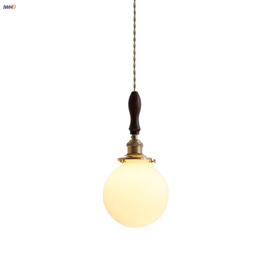Lámpara colgante LED Glabe de DecorBites™, madera de nogal y cobre, moderna.
