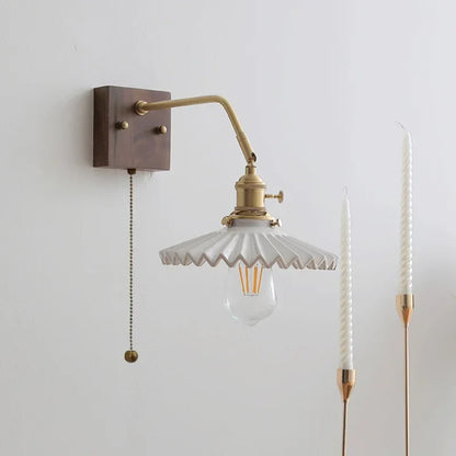 DecorBites™ Ceramic LED Wall Sconce Pull Chain Switch Mirror Light Fixtures