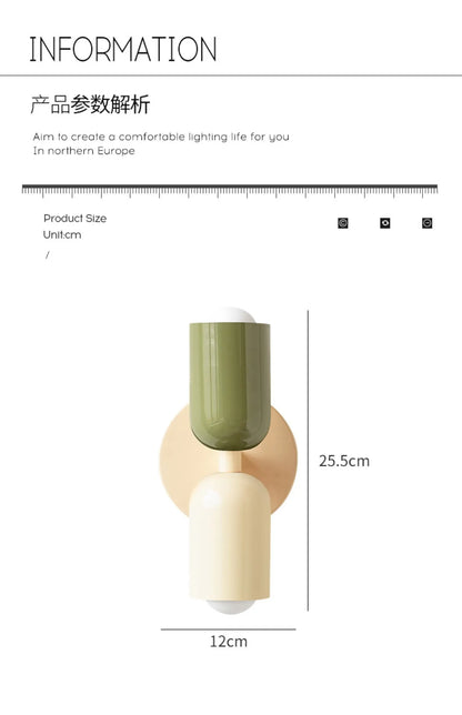 Lámpara de pared doble DecorBites™ color crema: Diseño nórdico medieval para dormitorio, habitación infantil o estudio.