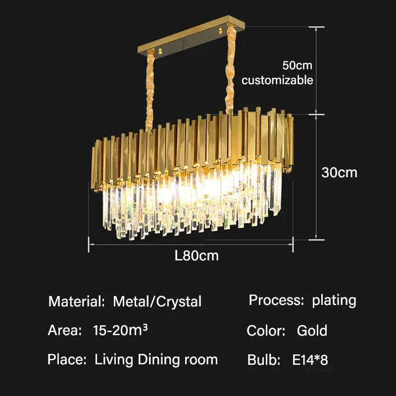DecorBites™ Crystal Oval Ceiling Chandelier LED Lights Bedroom Living Room Lighting