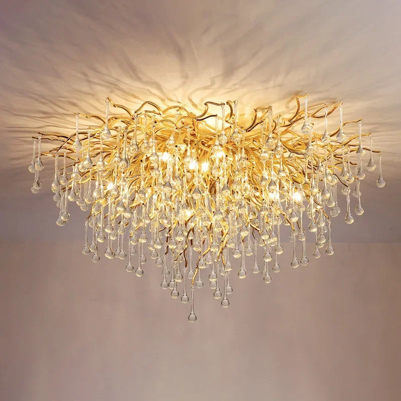 DecorBites™ Golden Chandelier Modern Luxury LED Glossy Ceiling Lamp