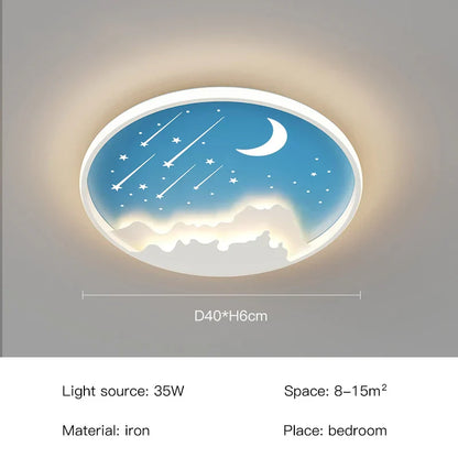 DecorBites™ Children's Room Starry Chandelier Ring Lamp in Blue White Gold