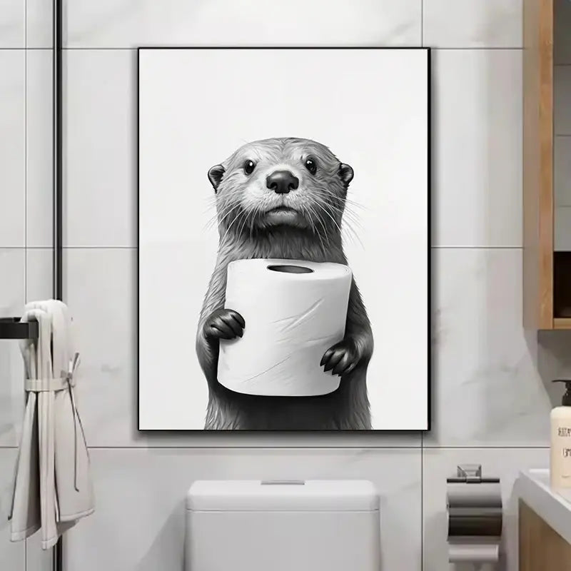 DecorBites™ Funny Animals Canvas Wall Art for Bathroom Home
