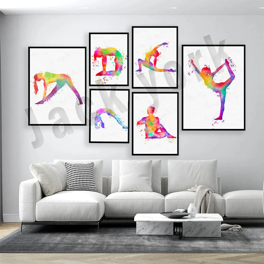 DecorBites™ Dance King Yoga Print Women Dance Asana Pose Zen Pilates Art Deco Gift