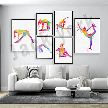 DecorBites™ Dance King Yoga Print Women Dance Asana Pose Zen Pilates Art Deco Gift