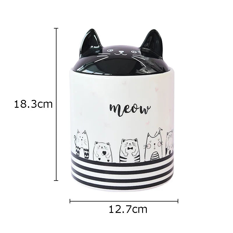 DecorBites™ Black Cat Ceramic Jewelry Box Cosmetic Jar Aroma Can Candy Pots