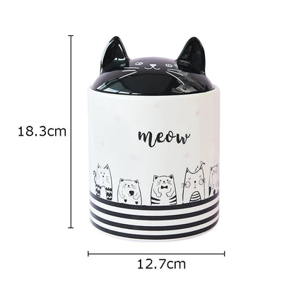 DecorBites™ Black Cat Ceramic Jewelry Box Cosmetic Jar Aroma Can Candy Pots