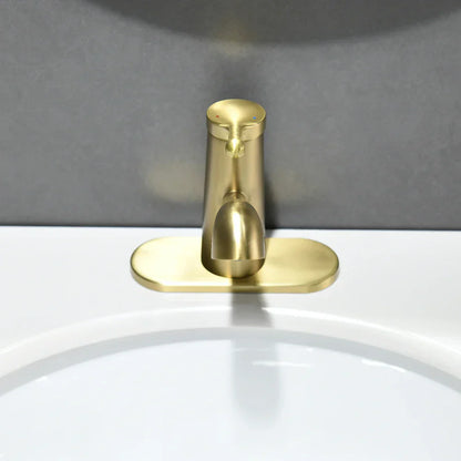 Grifo mezclador DecorBites™ Gold Waterfall para lavabo, moderno, monomando, agua fría y caliente