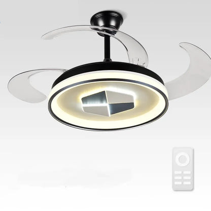 DecorBites™ Invisible LED Chandelier Ceiling Fan: Modern Resin Décor, Circular Design, Hotel Living Room