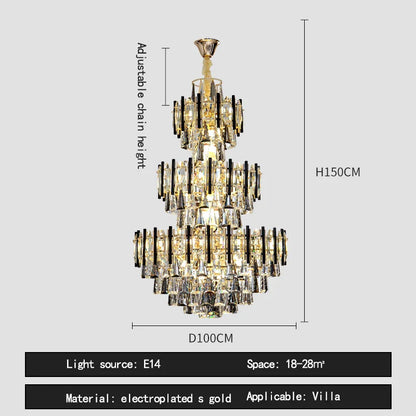 DecorBites™ Crystal Loft Chandelier: Modern Luxury Pendant Light for Living Room or Hotel Lobby