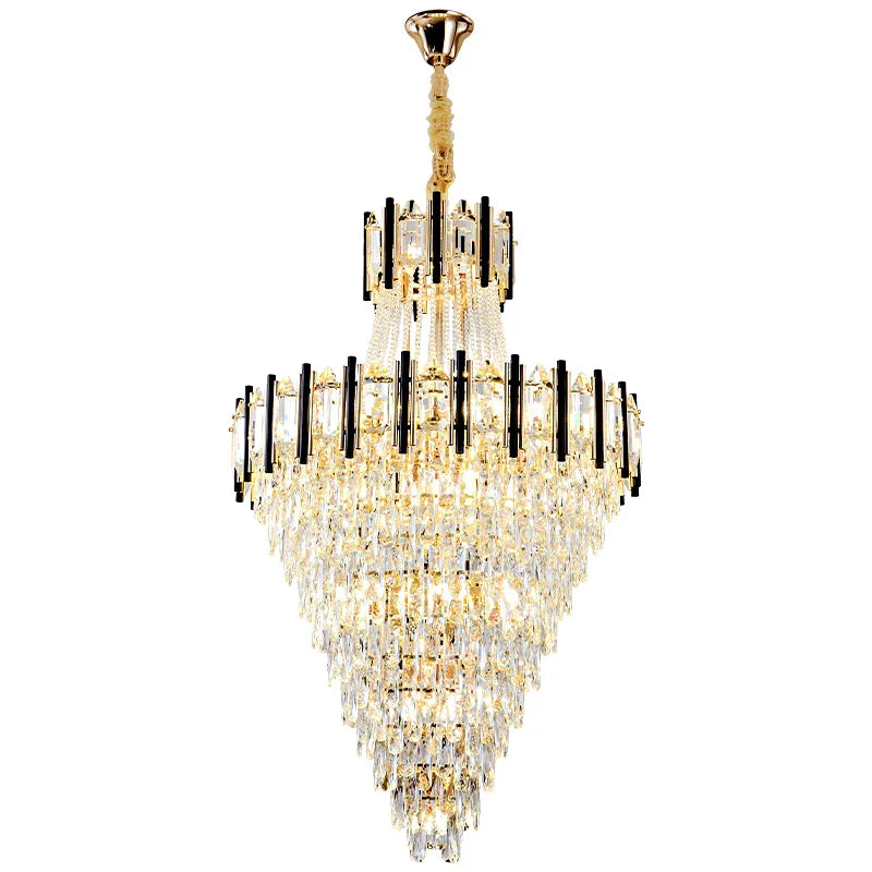 DecorBites™ Crystal Chandelier Light: Villa Living Room Luxury Loft Spiral Staircase Long Chandelier