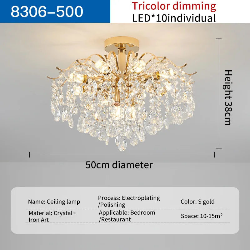 DecorBites™ Crystal Chandelier: Luxury French Retro Charm, Modern & Romantic Lighting