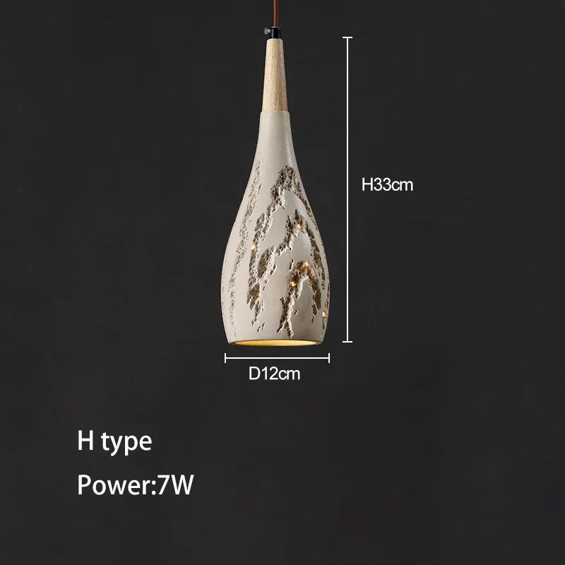 Lámpara de techo colgante alta de hormigón DecorBites™ para dormitorio, restaurante y bar.