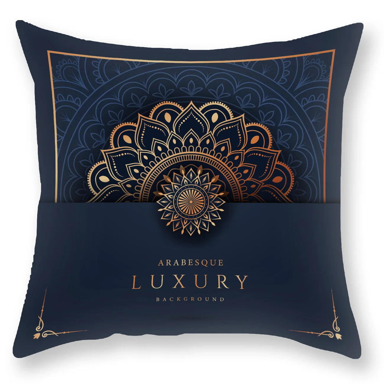 غطاء وسادة DecorBites™ الفاخر المطبوع عليه ماندالا باللون الأسود الذهبي §