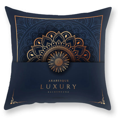 غطاء وسادة DecorBites™ الفاخر المطبوع عليه ماندالا باللون الأسود الذهبي §