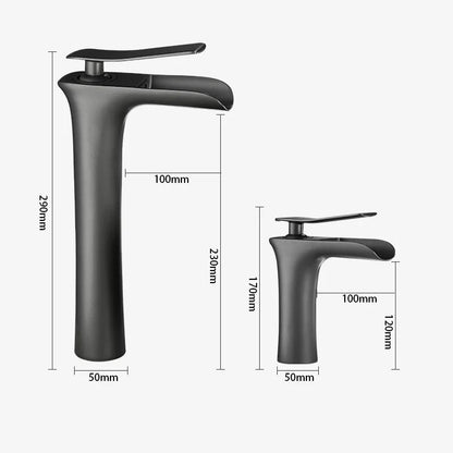 DecorBites™ Grey Waterfall Brass Basin Faucet - Hot Cold Mixer Tap for Bathroom Sink