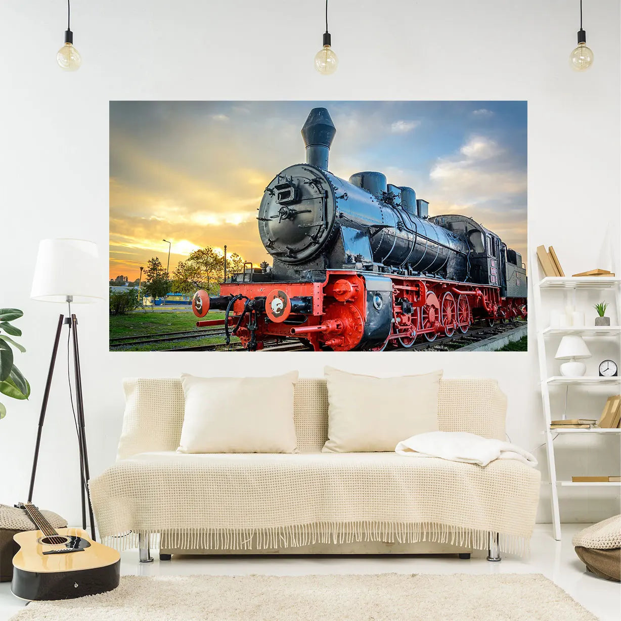 Decobites Steam Train Meme Tapestry Railroad Track Wall Hanging for Bedroom or Dormitory Decor