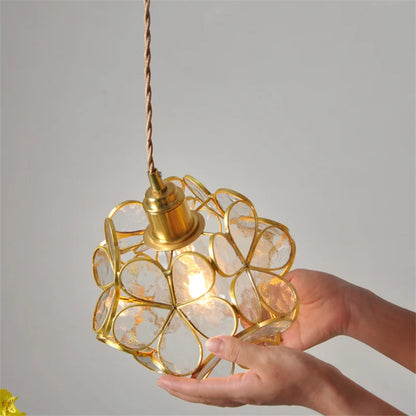 DecorBites™ Glass Petal Pendant Light: Handmade Modern Flower Stained Lamp for Bedroom & Living Room