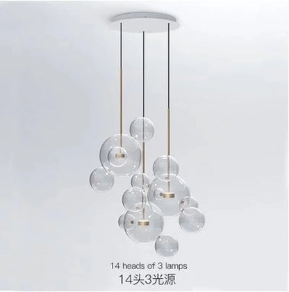 DecorBites™ Glass Chandelier: Nordic-Italian LED Pendant Light for Living & Dining Room