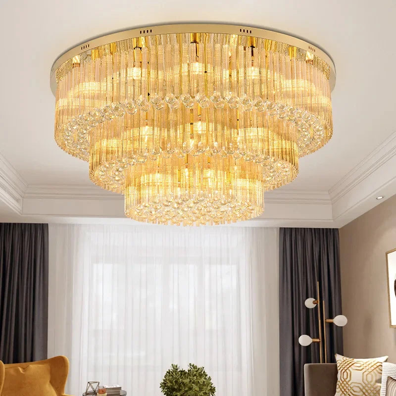 DecorBites™ Large Crystal Ceiling Lamp: Elegant Home & Hotel Lighting Fixture