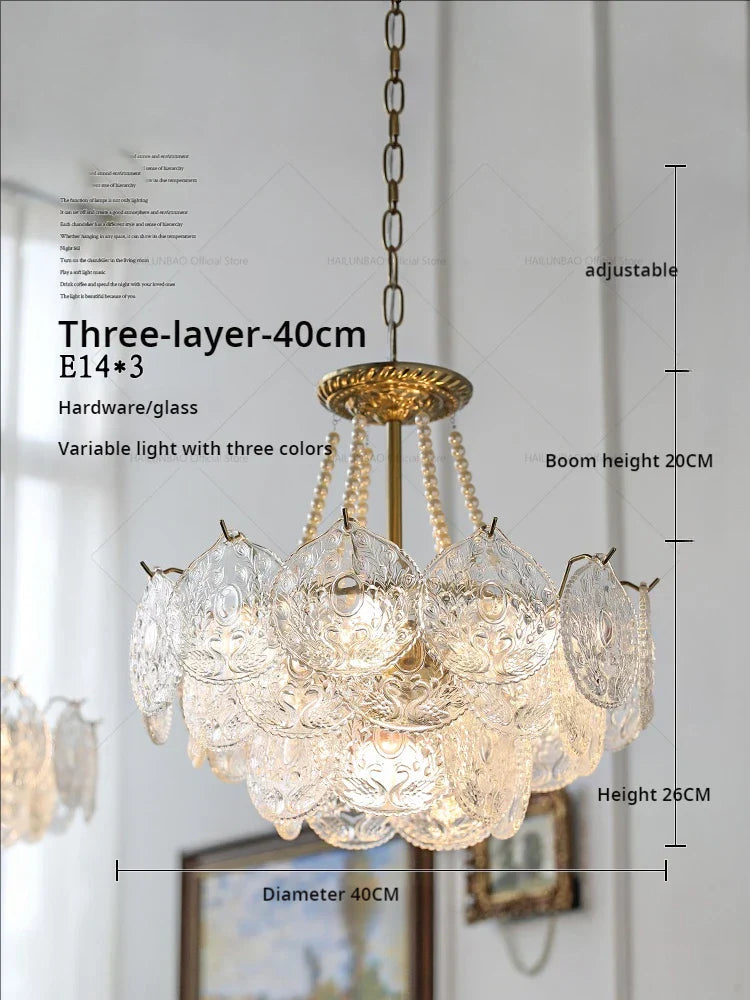 DecorBites™ Crystal Chandelier: Modern Chic Pearl Light for Elegant Home Decor