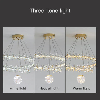 DecorBites™ Gold Crystal Spiral Chandelier LED Pendant Lights for Home Decoration