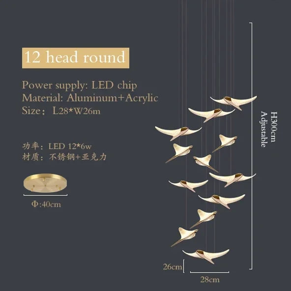 DecorBites™ Dolphin Pendant Chandelier: Luxe Staircase & Lobby Décor for Hotel, Mall & Home