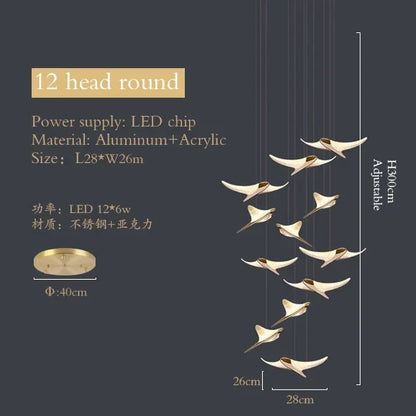 DecorBites™ Dolphin Pendant Chandelier: Luxe Staircase & Lobby Décor for Hotel, Mall & Home