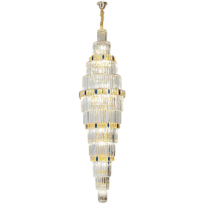 DecorBites™ Crystal Chandelier: Duplex Building Spiral Staircase Contemporary Light Luxury Fixture