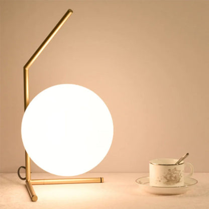 DecorBites™ LED Brass Glass Table Lamp for Bedside Reading Desk - Modern Round Ring Design