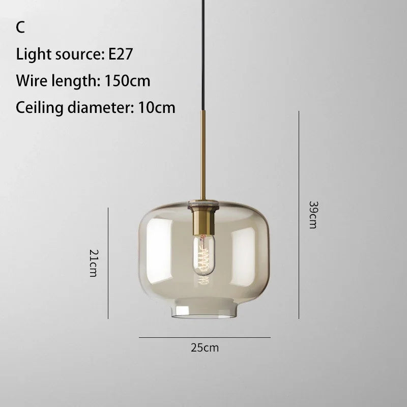 DecorBites™ Industrial Retro LED Glass Pendant Light Chandelier for Kitchen Restaurant