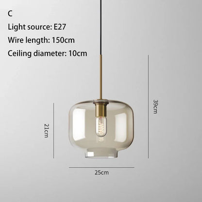 DecorBites™ Industrial Retro LED Glass Pendant Light Chandelier for Kitchen Restaurant