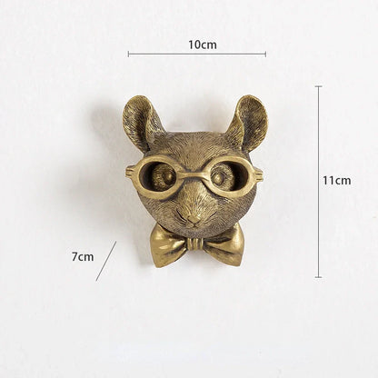 DecorBites™ Golden Deer Head Wall Hook: Antique Bronze Resin Animal Pendant for Stylish Wall Decor