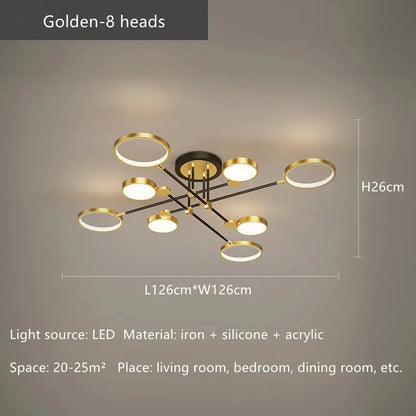 DecorBites™ Gold Frame LED Ceiling Lamp - Remote Control Dimmable Chandelier