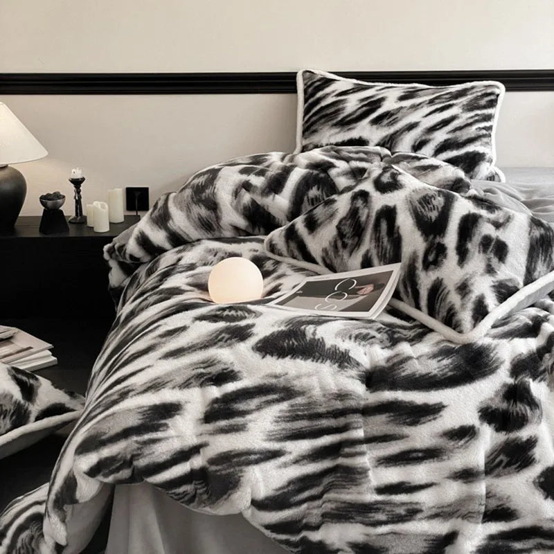 Juego de cama DecorBites™ Cozy Rabbit Hair, edredón tamaño Queen para un confort de lujo en invierno