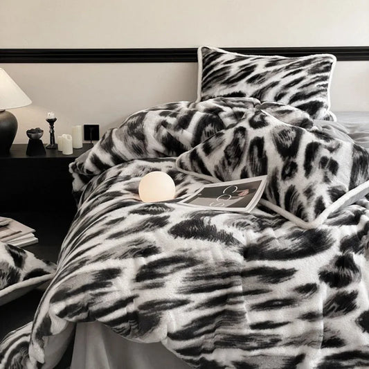 Juego de cama DecorBites™ Cozy Rabbit Hair, edredón tamaño Queen para un confort de lujo en invierno