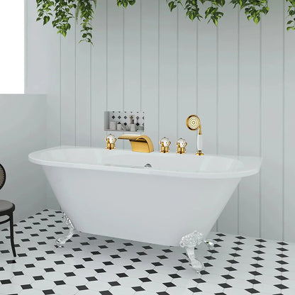 DecorBites™ Gold Crystal Brass Bathtub Faucet Set with Hand shower Head