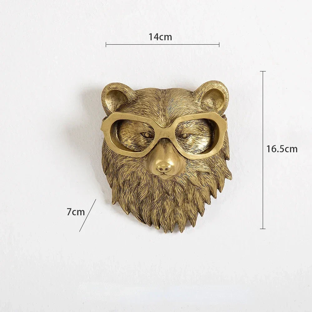 DecorBites™ Golden Deer Head Wall Hook: Antique Bronze Resin Animal Pendant for Stylish Wall Decor