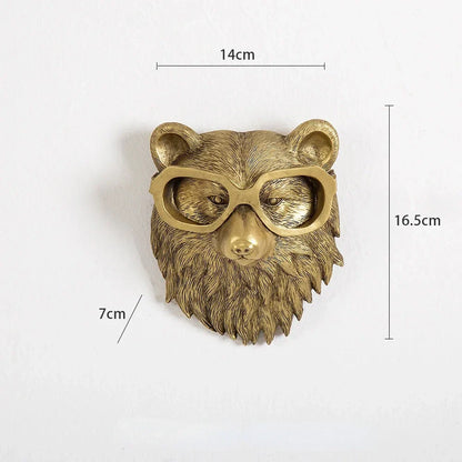 DecorBites™ Golden Deer Head Wall Hook: Antique Bronze Resin Animal Pendant for Stylish Wall Decor