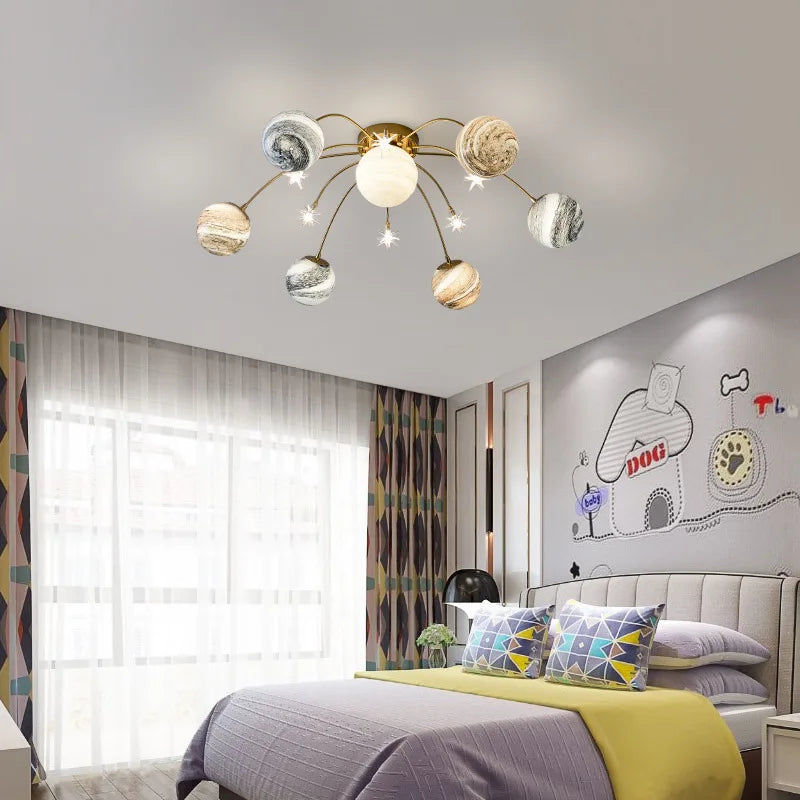 DecorBites™ Art Deco Planet Ball Pendant Lamp Gold Metal G9 Bulb - Elegant Hanging Light Fixtures