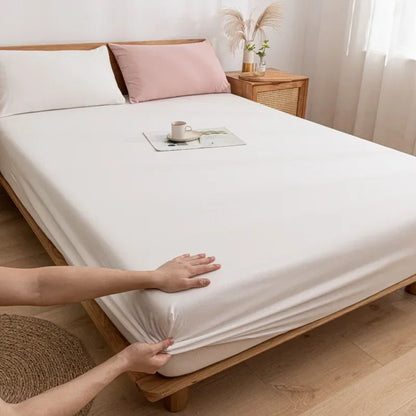 DecorBites™ Cotton Fitted Sheet with Elastic Bands for Single Double King Queen Bed