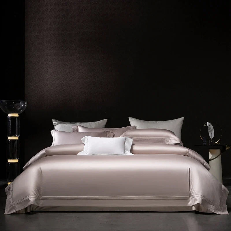 Decobites Satin 1400TC Egyptian Cotton Bedding Set - Duvet Cover, Bed Sheet, Fitted Sheet, Pillowcases