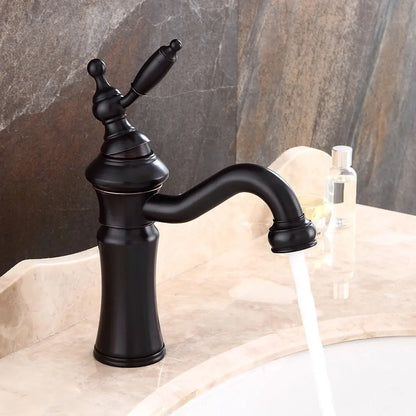 DecorBites™ Brushed Nickel Brass Basin Faucet Swivel Spout Single Handle Hot Cold Mixer