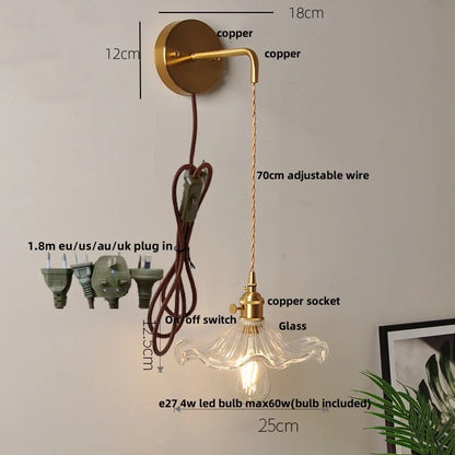 DecorBites™ Clear Glass LED Wall Light with Pull Chain Switch for Modern Decor