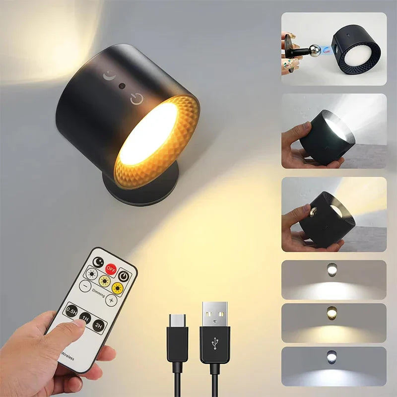 DecorBites™ Double Head LED Wall Lamp Touch Control Remote, 360° Rotation, USB Rechargeable