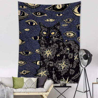 Decobites Cat Eyes Tapestry Wall Hanging Abstract Psychedelic Witchcraft Bohemian Home Decor