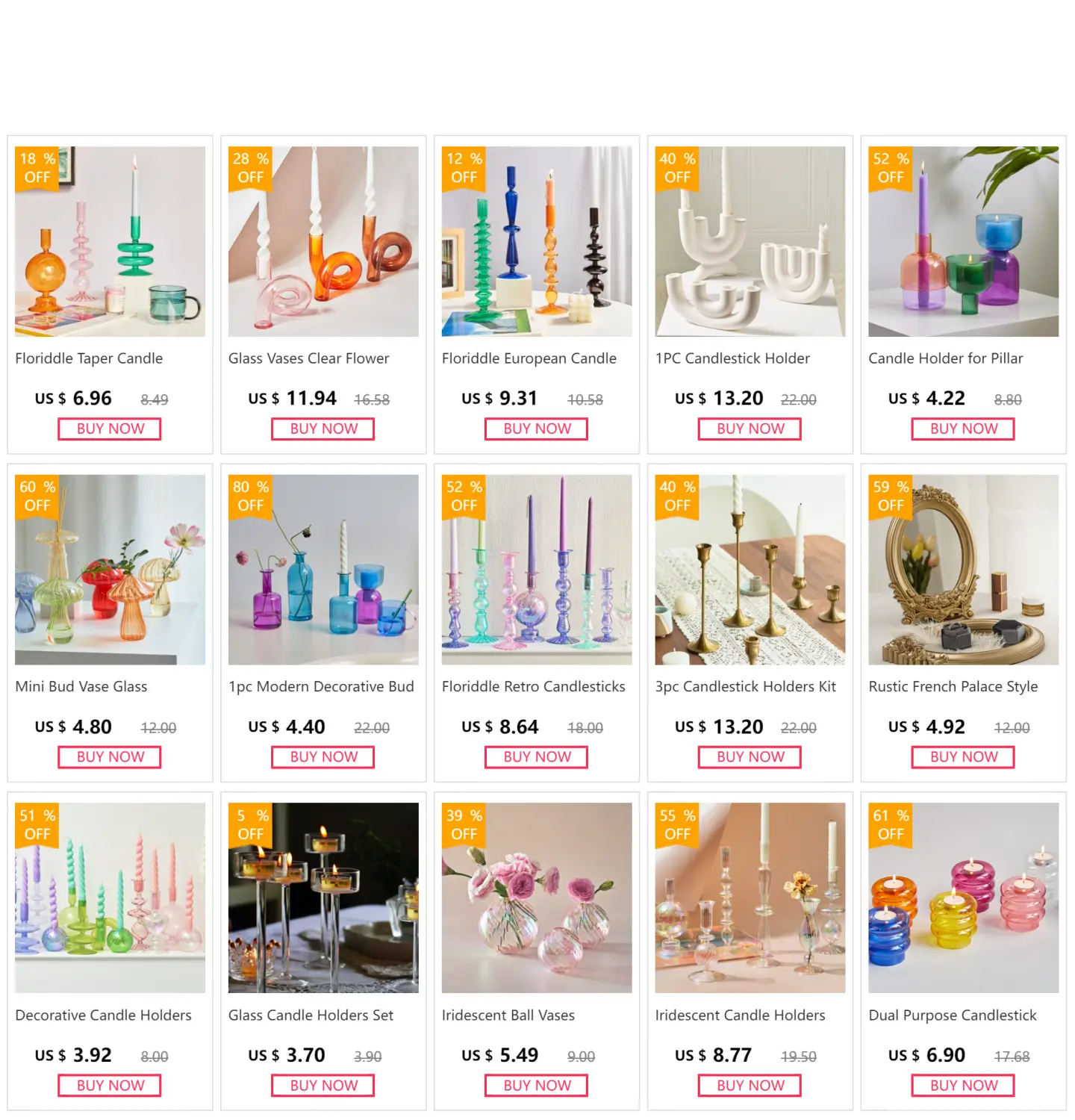 Mini Glass Vase Set for Plants and Candles