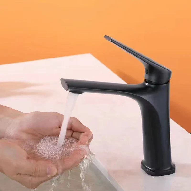 DecorBites™ Gold Black Chrome Bathroom Sink Faucet, Single Lever Hot Cold Mixer Tap