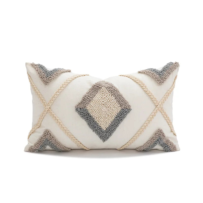 DecorBites™ Boho Loop Tufted Tassel Pillow Cover - Ethnic Embroidered Decorative Cushion